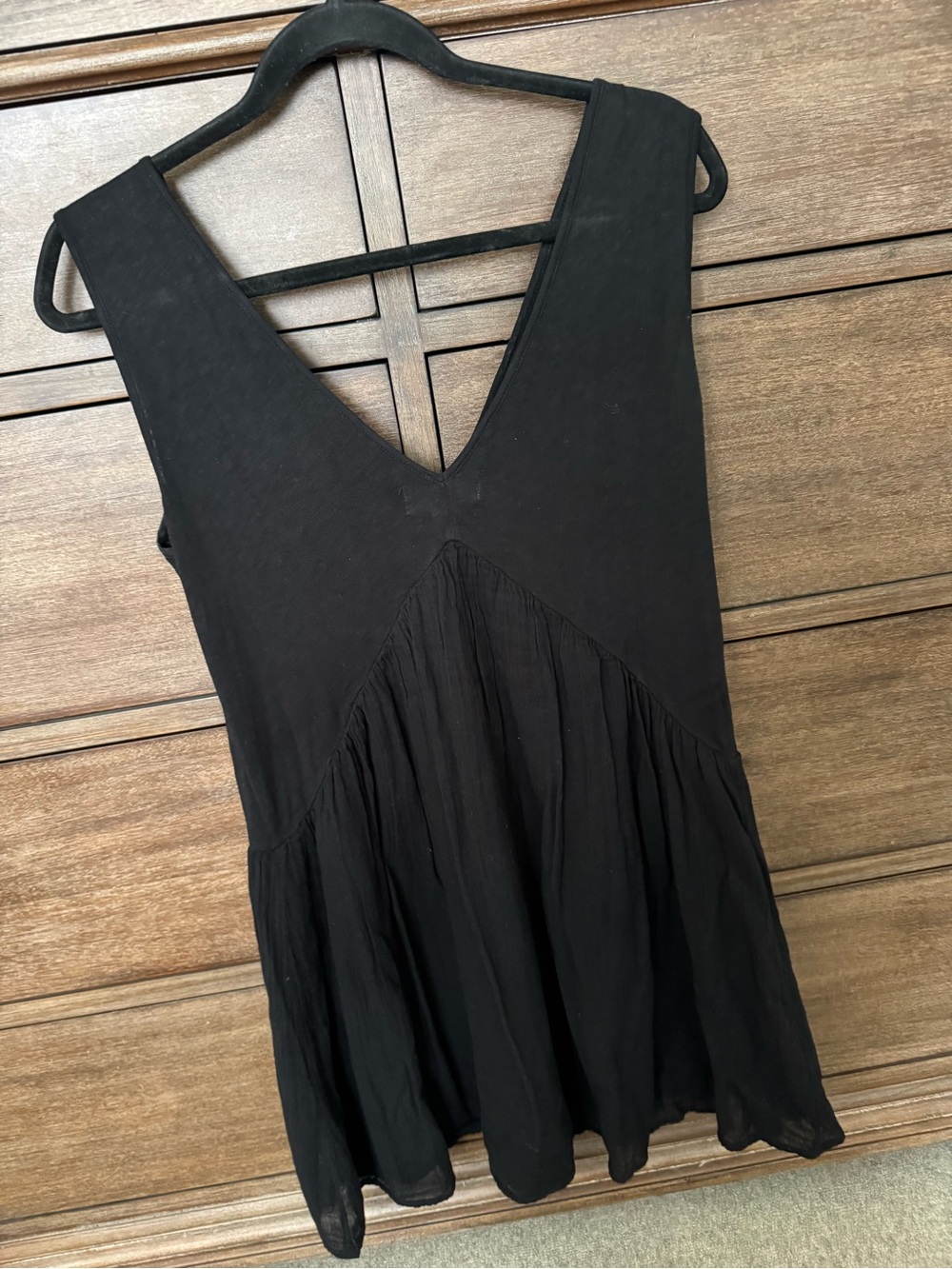 Anthropologie Black V-Neck Sleeveless Peplum Top - Women